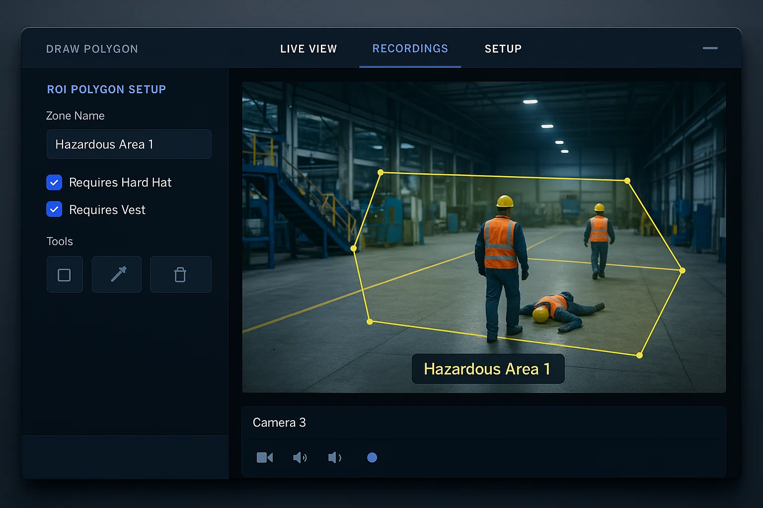 ROI polygon setup